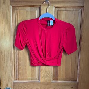 H&M Bold Red Twist Front Crop Top